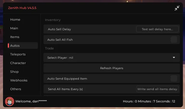 Zenith Hub Script Interface